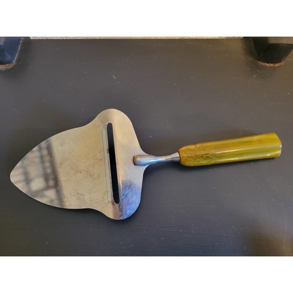 Vintage Vaughan Stainless Steel Cheese Slicer/Server - Green Handle -Made in USA - Picture 3 of 7